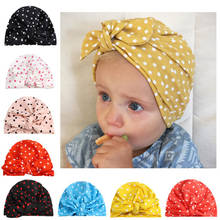 Chapéus de bebê fofos com bolinhas, bonés com orelha de coelho, turbante para bebês de cor doce, elásticos para meninas, acessórios infantis para cabelo 2024 - compre barato