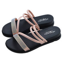 Sandálias de strass femininos, chinelos de verão, dedo aberto, tamanho grande, sandália de praia, sapatos de verão 2024 - compre barato