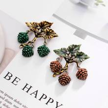 3pcs/lot Delicate hazelnut Pine cone Enamel Brooches 2019 Women Men's Weddings plant Brooch Pins best Christmas gift 2024 - buy cheap