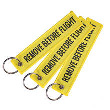 NEW 1 Piece 13*3CM Remove Before Flight Tags Keychain Fashion Keyring Rectangle Polyester Embroidery Message Multicolor 2024 - buy cheap