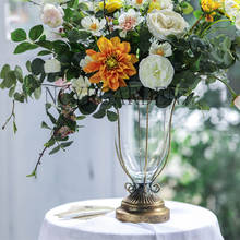 Кованая Железная Европейская классическая ваза, Настольная стеклянная ваза для цветов, настольное украшение, свадебные Креативные украшения, железный горшок для растений 2024 - купить недорого
