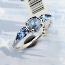 Padrões originais de geada luar com azul anel de cristal para mulher 925 prata esterlina anel festa presente pandora diy jóias 2024 - compre barato