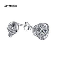 AIYANISHI Vintage 925 Sterling Silver Stud Earring Twisted Flower Silver Stud Earrings for Women Wedding Engagement Party Gifts 2024 - buy cheap