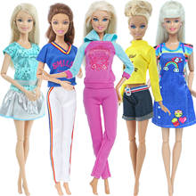Roupa de boneca 5 tamanhos, desgaste casual, blusa, camisetas, saia brilhante, roupas para boneca barbie acessórios, brinquedo de 12'' 2024 - compre barato
