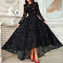 Black Muslim Evening Dresses 2020 High Low Long Sleeves Tea Length Lace Islamic Dubai Saudi Arabic Long Elegant Prom Party Gown 2024 - buy cheap