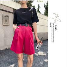 Mazefeng New Trendy Belted Sashes Wide Leg Shorts for Women 2020 Summer Female Bottoms Casual Loose High Waist Ladies Shorts 2024 - buy cheap