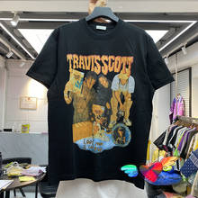 Мужская/женская футболка с изображением Трэвиса Скотта, 2021, в стиле хип-хоп, с изображением кактуса и Джека, топы с коротким рукавом 2024 - купить недорого