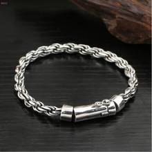 BOCAI S925 Sterling Silver Bracelet 2021 Popular Personality Trend Weaven-Chain Pure Argentum Charm Bangle for Men and Women 2024 - buy cheap