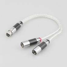 8AG Silver Plated XLR Male to Dual XLR Female Y Splitter 3Pin Balanced Microphone Cable Carbon Fiber Rhodium Plated XLR Plug HIF 2024 - buy cheap