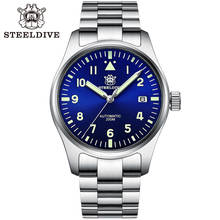 STEELDIVE 1940-Reloj de piloto para hombre, cronógrafo automático de buceo, mecánico, con correa de goma, Flieger, zafiro NH35 2024 - compra barato