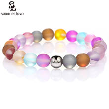 2019 New Colorful Glass Stone Beads Bracelet for Women Trendy Elastic Glitter Clear Moonstone Strand Bracelets Lucky Jewelry 2024 - buy cheap