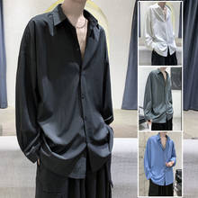 Camisa hawaiana de manga larga para hombre, ropa informal holgada de Color sólido, con puños franceses, a la moda, talla M-2XL, 2020 2024 - compra barato