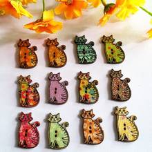 150Pcs New Arrival Animals Cat buttons 2 Holes 18*30mm Printing Buttons Wood Sewing Scrapbooking 2024 - buy cheap