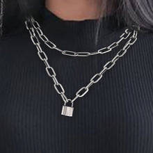 2 Pcs/Set Classic Women Silver Color Chain Necklaces Set Creative Fashion Pendant Lock Necklace Exquisite Lady Jewelry 2024 - buy cheap