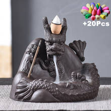 Creative Dragon Incense Burner Chinese Mascot Hand Made Ceramic Incense Stick Holder Home Office Decor With 20Cones Gift 2024 - buy cheap