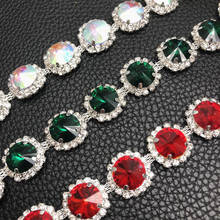 Diamantes de Cristal AB de 10 yardas, flor roja, diamantes de imitación, adorno de cadena de copa de piedra para vestido de boda 2024 - compra barato