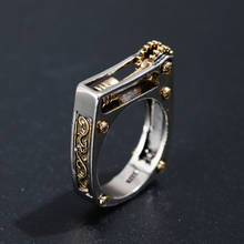 Steampunk prata chapeado roda de engrenagem mecânica anel de dedo masculino punk vintage biker geométrico jóias festa para mulher presente 2024 - compre barato