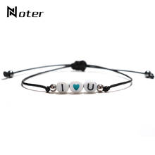 Único nome da letra pulseira para mulheres homens trançado par braclet pai dia das mães presente diy amor brazalete pulseras 2024 - compre barato