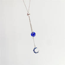 Sole Memory Dark Blue Zircon Moon Tassel Ball Dreamy Adjustable 925 Sterling Silver Clavicle Chain Female Necklace SNE466 2024 - buy cheap