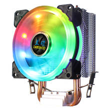 RGB светодиодный кулер для ЦП 2 Тепловые Трубы 12 в охлаждающий вентилятор Радиатор для Intel LAG 1150 1155 1156 775 1366 для AMD 2024 - купить недорого