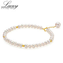 Natrual Round Freshwater Pearl Bracelet For Women,Real 18k Yellow Gold Strand Bracelet Baby Girl Gift 2024 - buy cheap