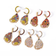 2019 New Women Rhinestones Fish Earrings Trendy Cute Drop Earring Gift Gold Metal Animal Jewelry Wholesale 2024 - buy cheap