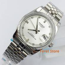 Parnis 36mm Top luxury Silver Case white dial sapphire crystal  Stainless strap  MIYOTA 21 Jewels Automatic movement Men Watch 2024 - buy cheap