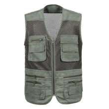 Large Size 2020 Mesh Quick-Drying Vests Male with Many Pockets Mens Breathable Multi-pocket Fishing Vest Work Sleeveless Jacket 2024 - buy cheap