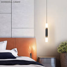 Modern Black/White LED Pendant Lights Bedside Iron Strip Hanging Lamps for Bedroom Dining Room Restaurant Home Decor Lightings 2024 - buy cheap