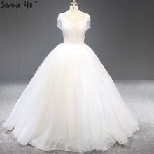 Vestido branco brilhante gola em v, vestido de noiva simples, sem mangas, com borlas, feito sob encomenda, 2021 2024 - compre barato