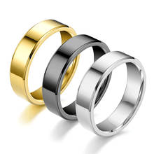 Гладкие парные кольца из титановой стали, 6 мм, золотистого/черного/серебристого цвета, простые обручальные кольца для мужчин, полированные ювелирные изделия 2021 2024 - купить недорого