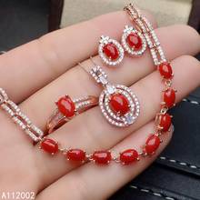 Bijuteria média natural coral vermelho 925 prata esterlina feminina colar pulseira brincos conjunto suporte teste de luxo 2024 - compre barato