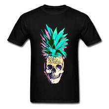 Hallowmas Pineapple Skull Black T Shirts 2018 New Arrival Men's T-shirts Crewneck Short Sleeve 100% Cotton Tees Sweatshirt 2024 - buy cheap