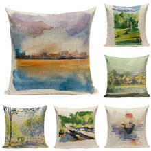 Painting Landscape Design Cushion Cover Rural Natural Scenic Home Decor Bed Pillow Case Floral Decoration Cushions Cover Cojines 2024 - buy cheap