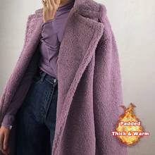 Women Winter Faux Fur Warm Long Purple Coat Long Sleeve Female Thick Teddy Bear Coat Casual Loose Oversize Outwears 2024 - buy cheap