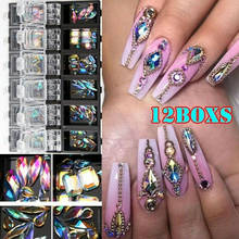 Стразы для дизайна ногтей, кристаллы для ногтей, бриллианты, стразы для дизайна ногтей, стразы, 3D Стразы, бриллианты, ювелирные изделия, 12 штук в наборе 2024 - купить недорого