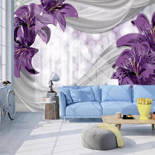 Wellyu-papel tapiz personalizado 3d, murales, flor de lirio americano, seda idílica, fondo moderno para pared, sala de estar, dormitorio, papel tapiz 3d 2024 - compra barato