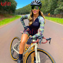 Kafeet-ropa de ciclismo para mujer, traje de una pieza, mono deportivo de manga larga, ropa deportiva, pantalones cortos ajustados a la moda 2024 - compra barato