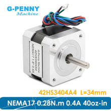 Free shipping ! Nema17 stepper motor 42x34mm 0.4A 0.28N.m 1.8 degree 40Oz-in Nema 17 4-Lead For 3D printer For CNC ! 42HS3404A4 2024 - buy cheap