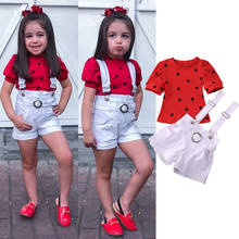 2020 Baby Girl Summer Clothing 1-6T Infant Kids Valentine Clothes Heart-shaped Top Shirt Bib Short Pants 2Pcs Set Outfit 2024 - buy cheap
