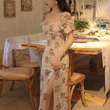 Vestido de noite com renda floral, vestido chinês qipao feminino cheongsam, vestido para casamento da china, divisão alta, vestido moderno, 2021 2024 - compre barato