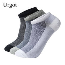 Urgot 3 Pairs Men's Cotton Ankle Socks Short Tube Mesh Clasic Color Black White Gray Male Socks Plus Size EUR 41-47 Calcetines 2024 - buy cheap