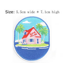 islands house Free shipping embroidery patch 7.1cm high iron on sew on emblemas of left chest/vacation/coconut tree/ocean(10Pcs) 2024 - buy cheap