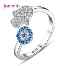Trendy 925 Sterling Silver Evil Eye Crystal Adjustable Rings For Women Party Fashion Jewelry Anniversary Gift Wholesale 2024 - buy cheap