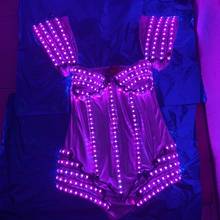 Glowing Flashing Ballroom Costume Nightclub women singer lumious bodysuit RGB LED Light Evening Dress Dance wears clothes 2024 - buy cheap