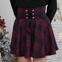 High Waist Mini Black Skirts Gothic Streetwear Women Fashion Retro Punk  Plaid Print Skirt Strap Zipper Short Skirt женские юбки 2024 - buy cheap