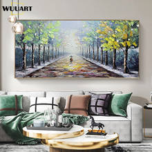 Paisagem pintura a óleo amantes da arte da parede na floresta caminho pintura da lona imagem da parede sala de estar casa hotel bar decoração mural 2024 - compre barato