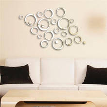 23 pçs 3d círculos espelho adesivo de parede diy decalque vinil mural decoração para casa removível 2024 - compre barato