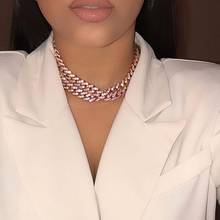 38cm rose gold micro pave cz hip hop wide miami curb cuban link chain choker necklace for women iced out bling rock jewelry 2024 - buy cheap
