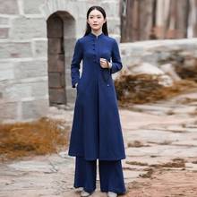 Woman Cheongsam Hanfu Dress Set Chinese Cotton Linen Oriental National Tai Chi Clothing Women Vintage 2 Piece Tang Suit FF3039 2024 - buy cheap